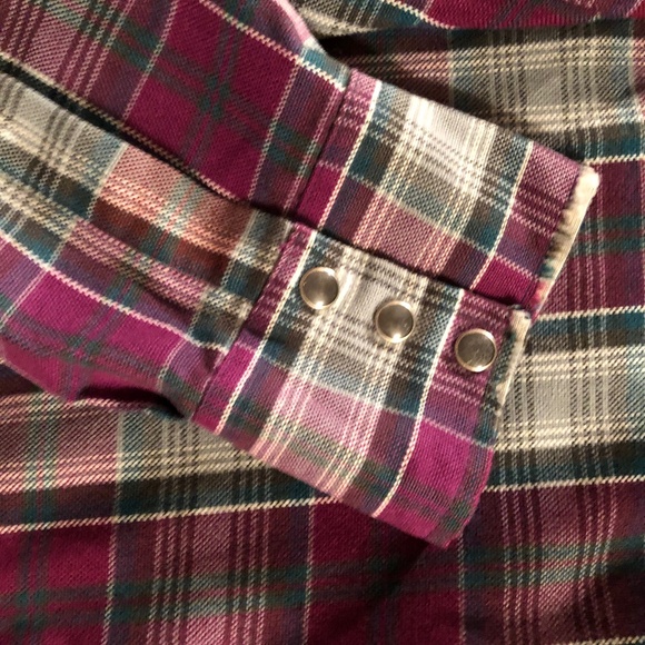 Vintage Roebuck Long Sleeve Maoon plaid light flannel shirt XL - Picture 4 of 8